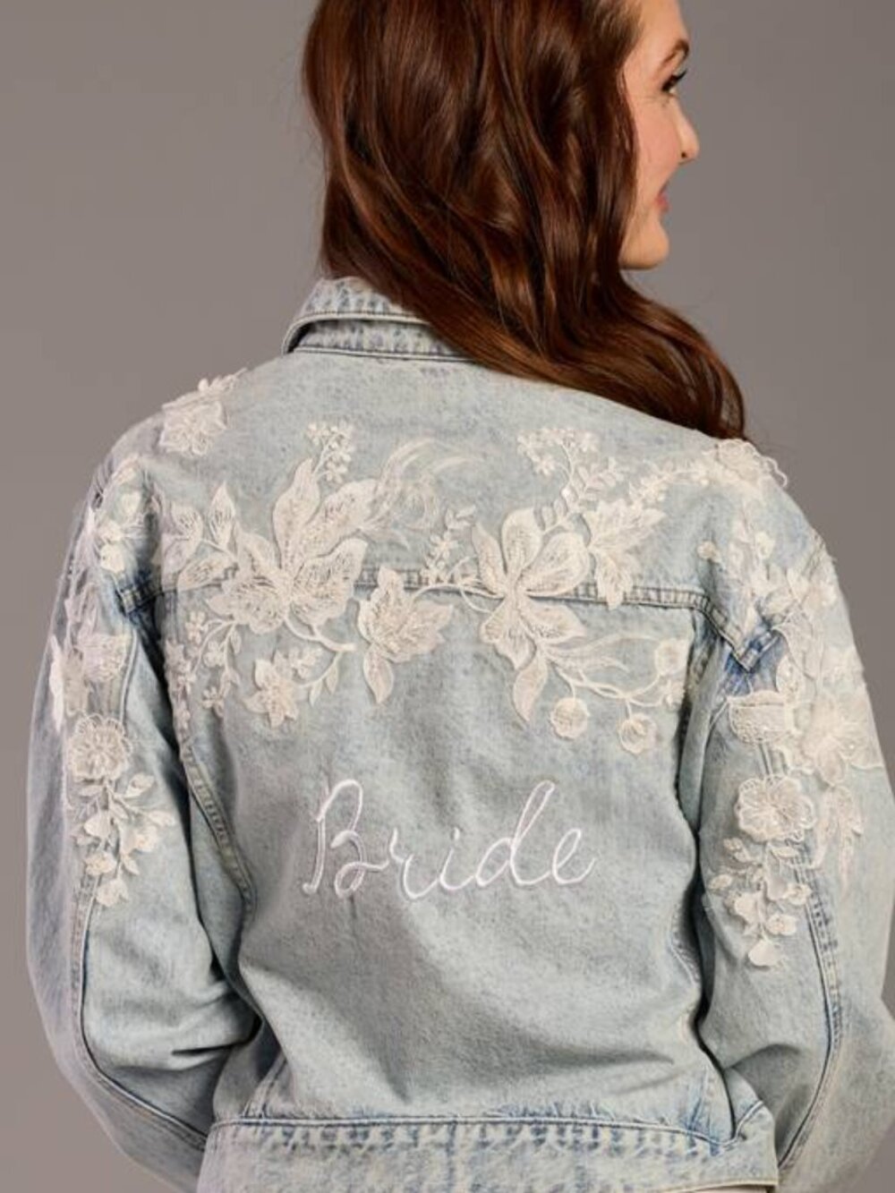 DB Studio Floral Embroidered Bride Denim Jacket